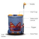 PAD Corp Double Shark 12 Volts X 14 Ampere Double Power Double Motor Battery Sprayer | 18 Liter Tank Capacity | 1.7Ah Charger | (Model-Double Shark)(Color- Gray-Orange)