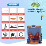 PAD Corp Double Shark 12 Volts X 14 Ampere Double Power Double Motor Battery Sprayer | 18 Liter Tank Capacity | 1.7Ah Charger | (Model-Double Shark)(Color- Gray-Orange)